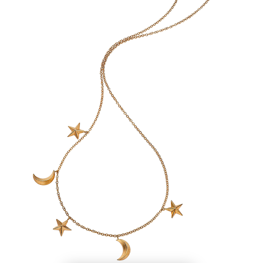 3D Star And Moon Pendant Necklace
