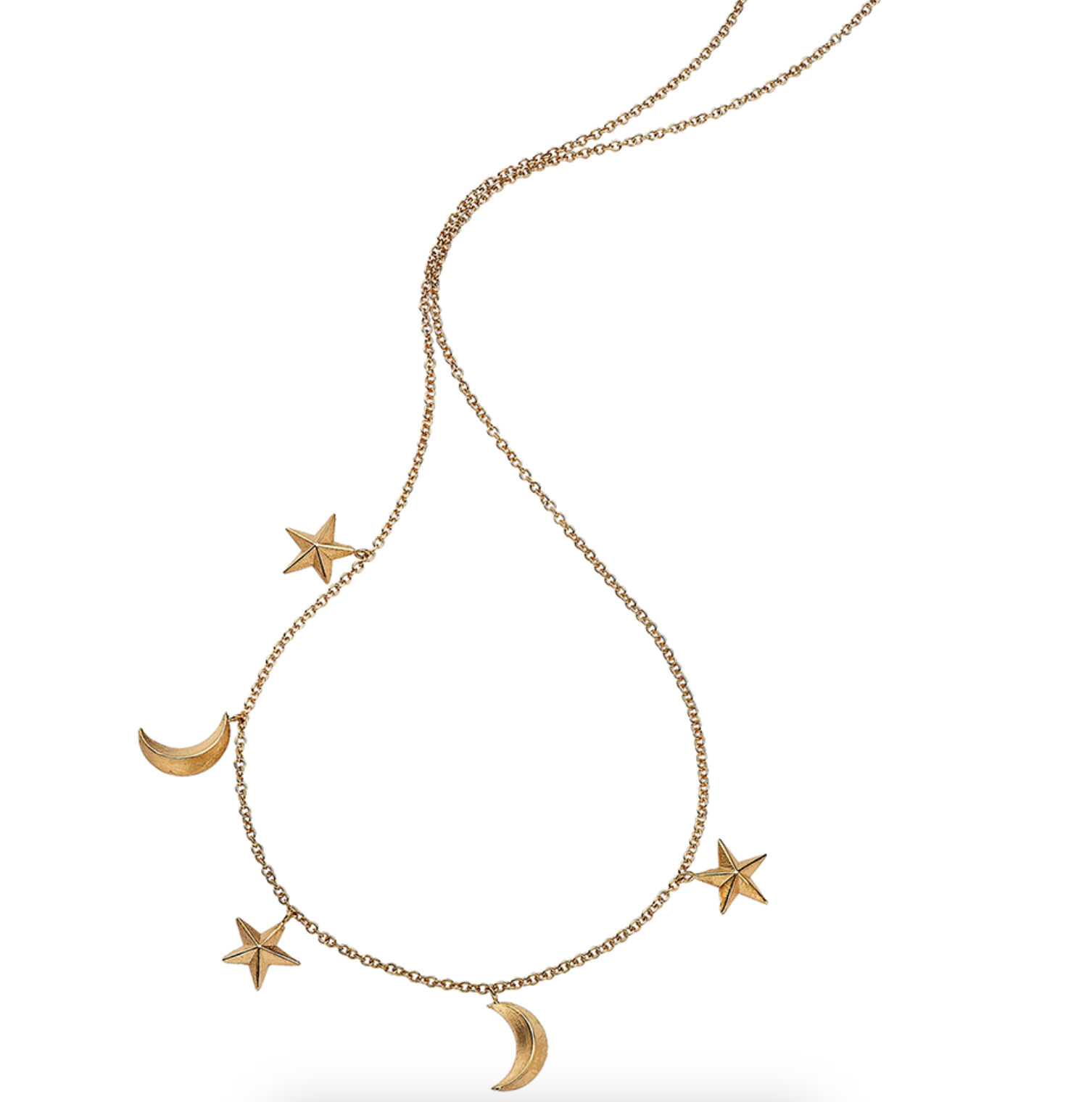 3D Star And Moon Pendant Necklace