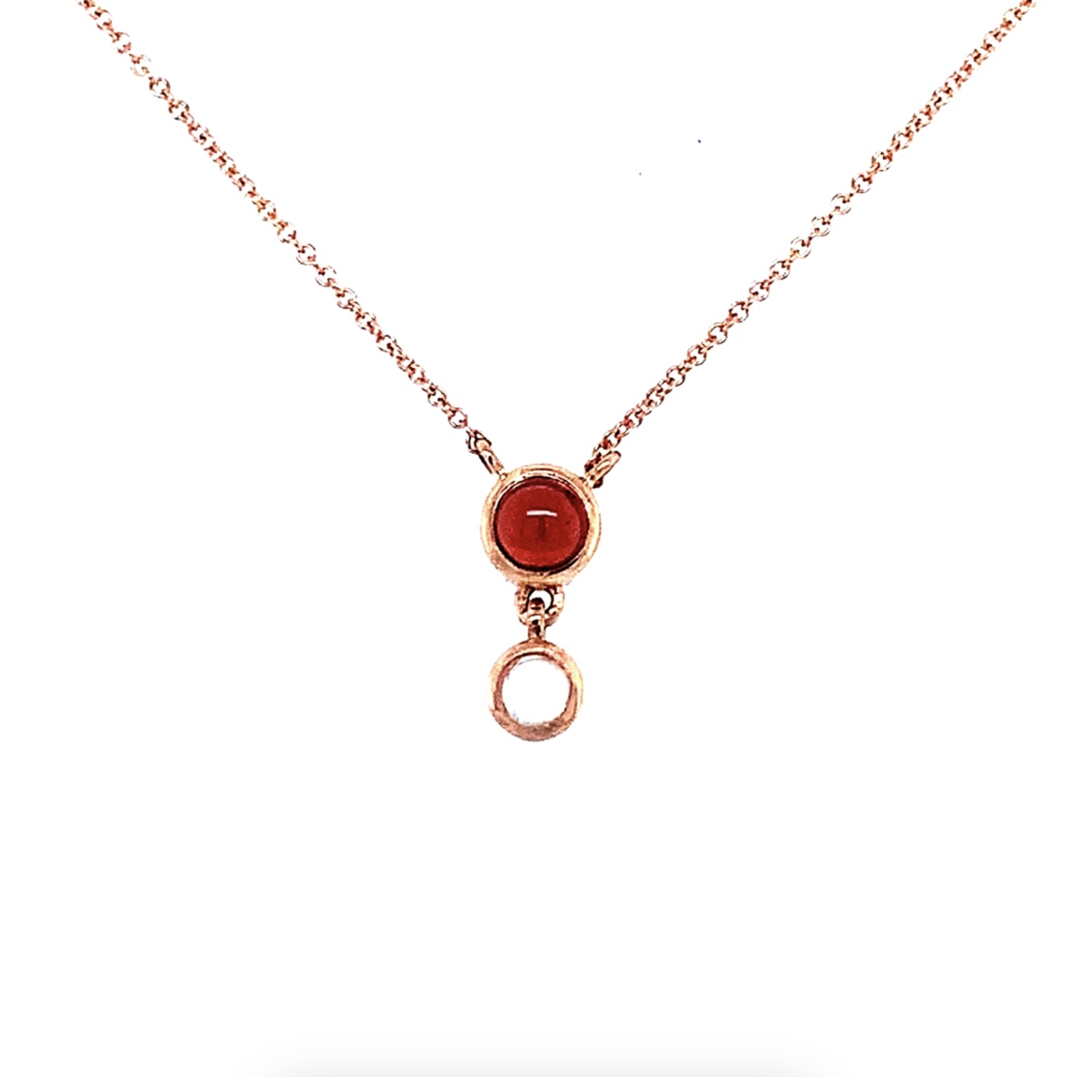Garnet And Moonstone Pendant Necklace