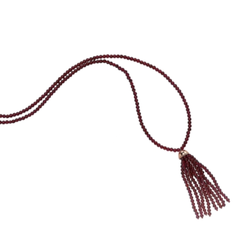 Garnet Long Tassel Necklace